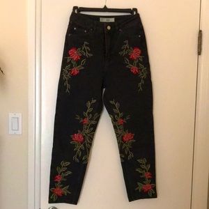 Topshop Embroidered Mom Jeans